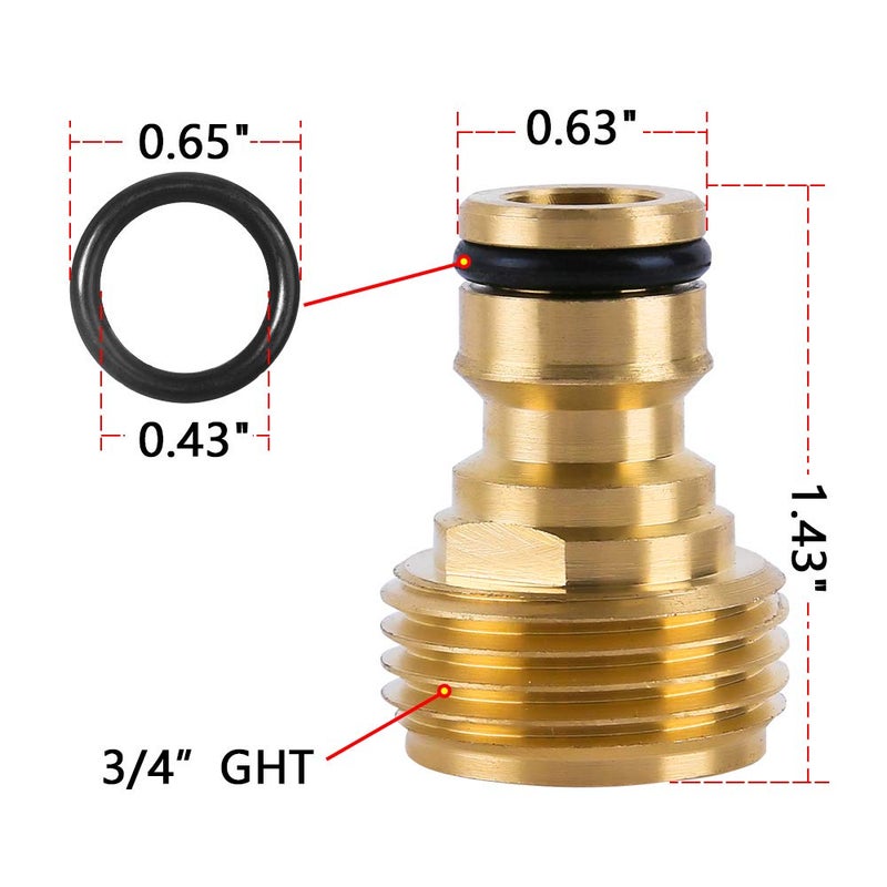 HQMPC Garden Hose Quick Connect Solid Brass Quick Connector Garden Hose Fitting Water Hose Connectors 3/4 inch GHT (3 SETS) - Image 4